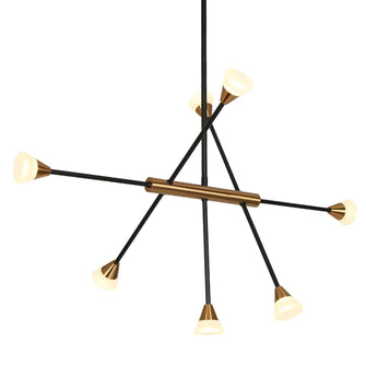 Cepeaul 7-Light 32.5" Modern Black&Gold LED Chandelier, Sputnik