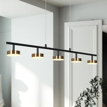 Nelly 5-Light 35.5-in Black&Gold Modern Linear LED Kitchen Island Light