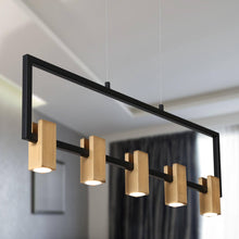 Eucarpius 5-Light 27.5-in Black&Gold Modern Rectangle LED Kitchen Island Light