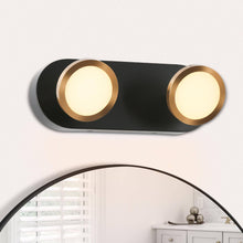 Quasarian 2-Light Black and Brass LED Vanity Light