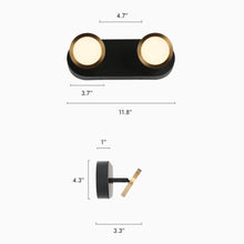 Quasarian 2-Light Black and Brass LED Vanity Light