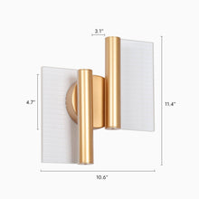 Calceolaria 2-Light Gold Rectangle Acrylic LED Wall Sconces