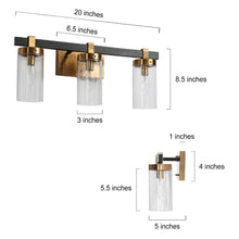 Sean 3-Light Black and Brass Vanity Light