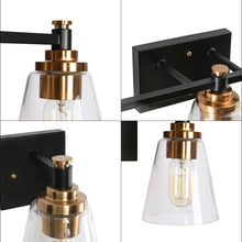 Vatinalinlwe 1-Light Black & Gold Clear-Glass Cone Wall Sconces