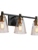 Vatinalinlwe 3-Light Black and Brass Vanity Light