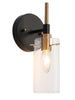 Crassula 1-Light Modern Black and Gold Clear Glass Wall Sconces