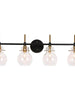 Aiglitis 4-Light Black and Brass Vanity Light