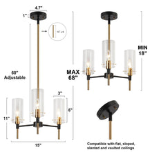 Crassula 3-Light 15" Modern Brass Chandelier, Radial Cylinder