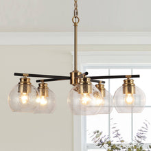 Amaryllis 5-Light 23" Modern Black and Gold Chandelier, Sputnik