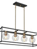 Amaryllis 4-Light 32.5-in Black&Gold Modern Rectangle Kitchen Island Light