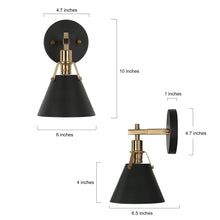 Ives 1-Light Modern Black and Gold Cone Wall Sconces