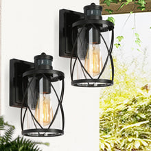 Oliver 11"H 1-Light Black Dusk to Dawn Motion Sensor Outdoor Wall Light Set of 2