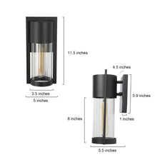 Zoriluna 11.5"H 1-Light Black Outdoor Wall Lantern Set of 2