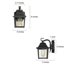 Skubnkoh 8"H 1-Light Black Outdoor Wall Lantern Set of 2