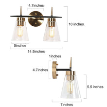 Greenriver 2-Light Black and Brass Vanity Light