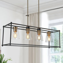 Klaudianus 4-Light 33.5-in Black&Brass Modern Rectangle Kitchen Island Light