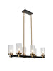 Sean 6-Light 27-in Black&Gold Modern Linear Kitchen Island Light with Seeded Glass