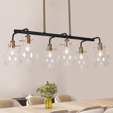 Aiglitis 6-Light 28-in Black&Brass Modern Linear Kitchen Island Light