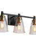 Lafontaine 3-Light Black and Brass Vanity Light