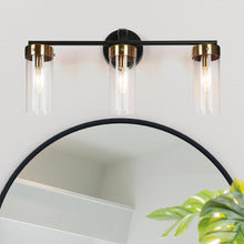 Jujueo 3-Light Black and Brass Vanity Light