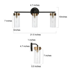 Jujueo 3-Light Black and Brass Vanity Light