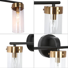 Jujueo 3-Light Black and Brass Vanity Light