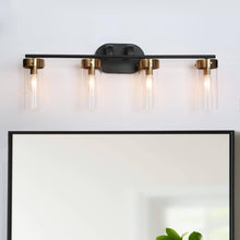 Jujueo 4-Light Black and Brass Vanity Light