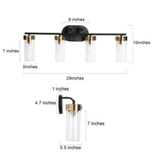 Jujueo 4-Light Black and Brass Vanity Light