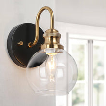 Boyce 1-Light Black & Gold with Globe Clear Glass Wall Sconces