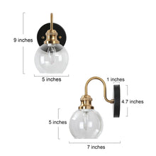 Boyce 1-Light Black & Gold with Globe Clear Glass Wall Sconces