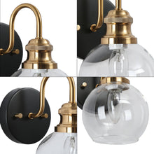 Boyce 1-Light Black & Gold with Globe Clear Glass Wall Sconces