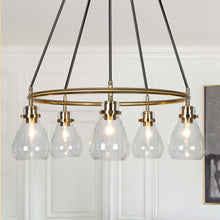 Thimbleweed 5-Light 24" Modern Cone Gold Chandelier, Wagon Wheel