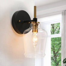 Grandiflorus 1-Light Modern Black & Gold ClearGlass Wall Sconces