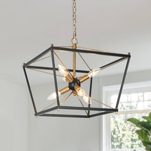 Odelette 6-Light 15.5" Modern Black Chandelier, Geometric Square