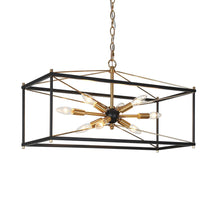 Odelette 8-Light 26" Modern Black and Brass Chandelier, Rectangle