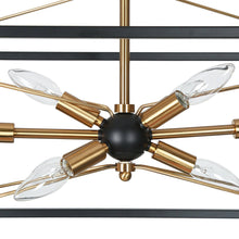 Odelette 8-Light 26" Modern Black and Brass Chandelier, Rectangle