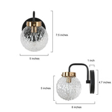 Astrid 1-Light Black and Brass Vanity Light