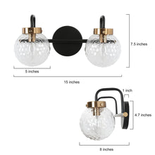 Astrid 2-Light Black and Brass Vanity Light