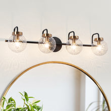 Astrid 4-Light Black and Brass Vanity Light