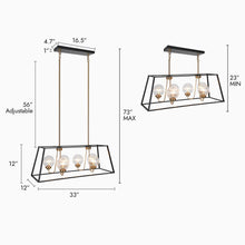 Aroseniss 6-Light 33-in Black&Brass Modern Rectangle Kitchen Island Light