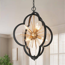 Rorigaph 6-Light 20" Modern Black Chandelier, Frame Globe