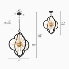 Rorigaph 6-Light 20" Modern Black Chandelier, Frame Globe