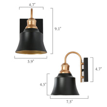 Aphrocallistes 1-Light Modern Black and Gold Bell Wall Sconces