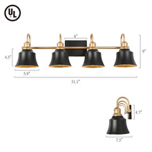 Aphrocallistes 4-Light Black and Gold Vanity Light