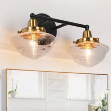 Gnetophyta 2-Light Black and Brass Vanity Light