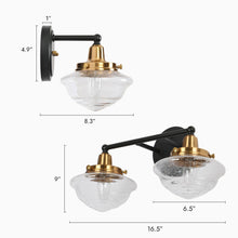 Gnetophyta 2-Light Black and Brass Vanity Light