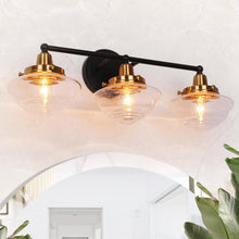 Gnetophyta 3-Light Black and Brass Vanity Light