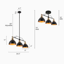 Despotes 3-Light 34.5-in Black&Gold Modern Linear Kitchen Island Light