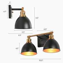 Despotes 2-Light Black and Brass Vanity Light