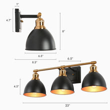 Despotes 3-Light Black and Brass Vanity Light